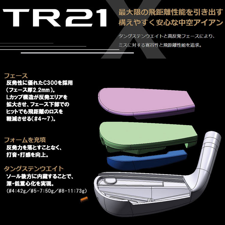 ンウエイト ホンマ ゴルフ T//WORLD TR21 X アイアン 単品 VIZARD TR20