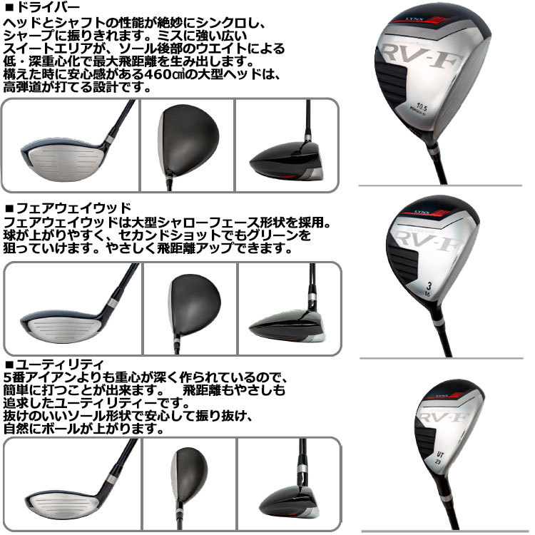 Lynx（リンクス） ゴルフ シルバーキャット RV-F メンズ クラブセット