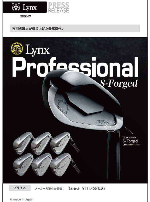 Lynx（リンクス） ゴルフ プロフェッショナル S フォージド アイアン 6