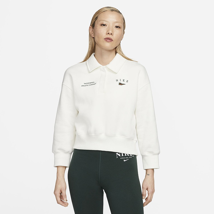 ナイキ ウィメンズ NSW FLC L/S クロップ トップ 3Q ポロ NCPS FD0895-010 レディース 2025SPCOUPON NIKE ナイキ ウィメンズ NSW FLC L/S クロップ トップ 3Q ポロ