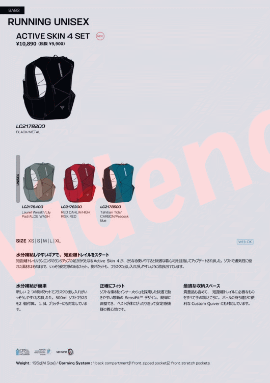 SALOMON（サロモン） ACTIVE SKIN 4 SET LC2178200 メンズ レディース