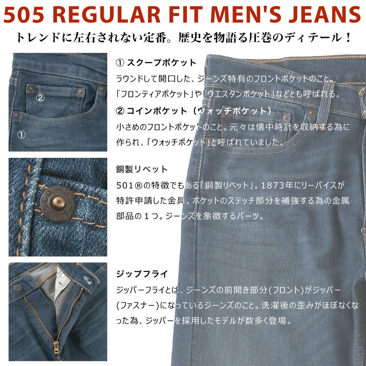 最新入荷 【Levi's】 デニム リペア クラッシュ グランジ 505