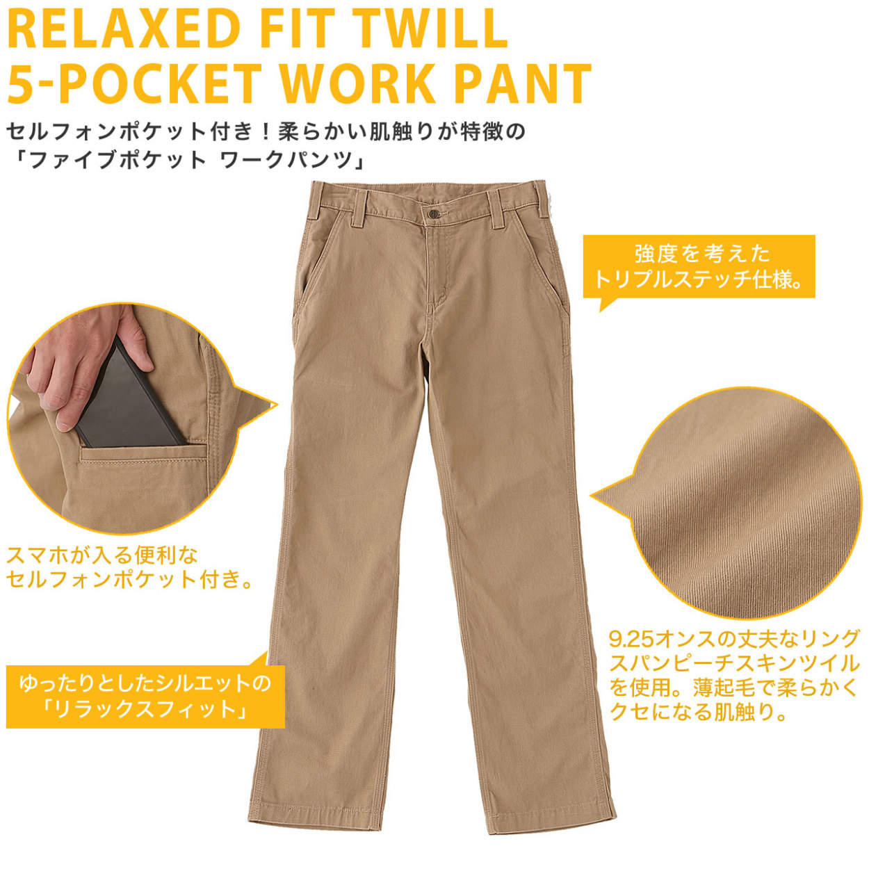 Relaxed Fit Twill 5-Pocket Work Pant