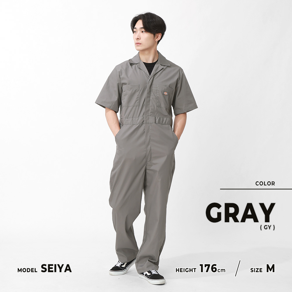 【Dickies】半袖オーバーオール　グレー二枚　ブラック一枚　【専用】 Dickies（ディッキーズ） つなぎ 半袖 カバーオール 作業着 作業服