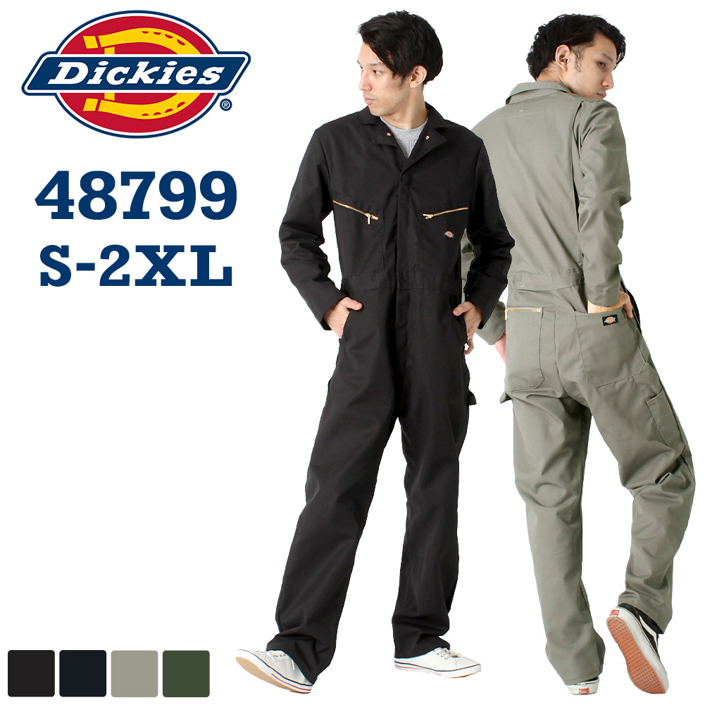 公式店舗Dickies ディッキーズ 秋冬 長袖 プリント つなぎ 4879 ブラック×ホワイト サイズ M つなぎ、オーバーオール