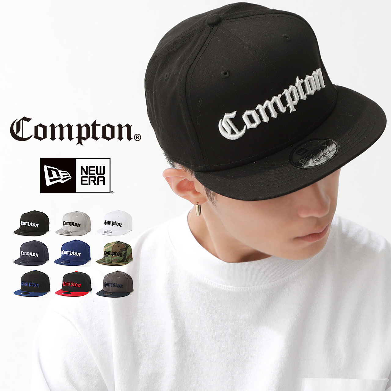 【送料無料】 コンプトン ニューエラ キャップ 9FIFTY 3D刺繍 迷彩 COMPTON メンズ ベースボールキャップ 帽子 スナップバック  NE400 [OLD SCHOOL]