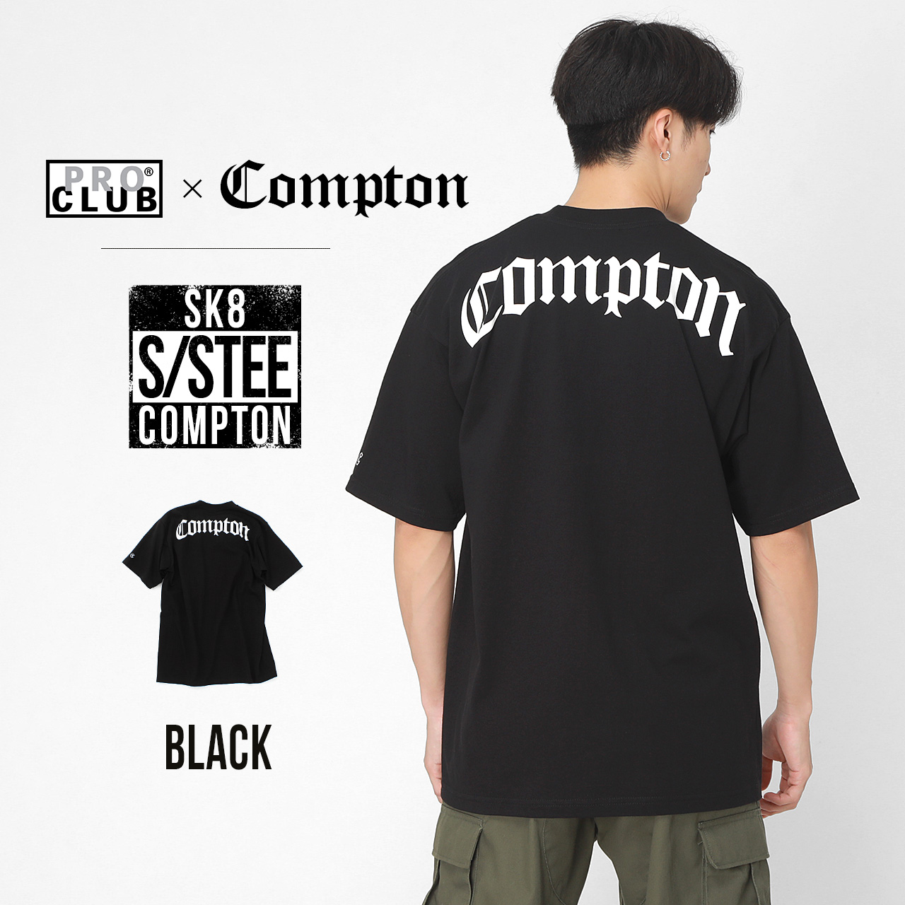 PRO CLUB プロクラブ COMPTON コンプトン 半袖Tシャツ バックプリント メンズ 大きいサイズ 厚手 ヘビーウェイト ロゴ 大きめ 西海岸 USAモデル【メール便可】 | PRO CLUB | 02