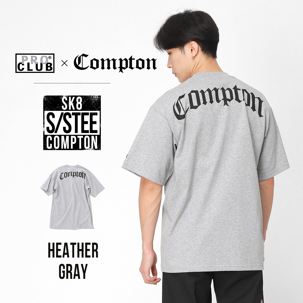 PRO CLUB プロクラブ COMPTON コンプトン 半袖Tシャツ バックプリント メンズ 大きいサイズ 厚手 ヘビーウェイト ロゴ 大きめ 西海岸 USAモデル【メール便可】 | PRO CLUB | 03