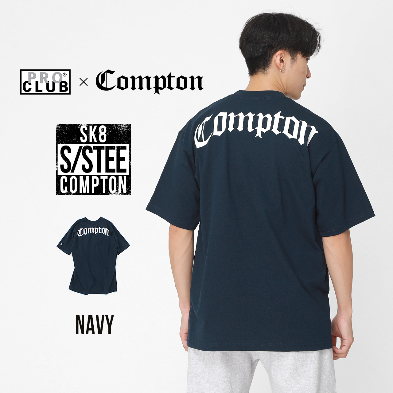 PRO CLUB プロクラブ COMPTON コンプトン 半袖Tシャツ バックプリント メンズ 大きいサイズ 厚手 ヘビーウェイト ロゴ 大きめ 西海岸 USAモデル【メール便可】 | PRO CLUB | 04