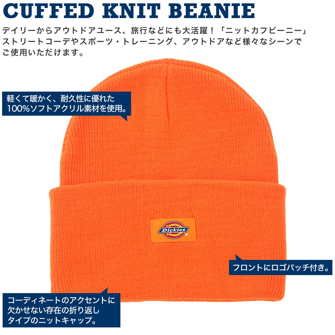 Dickies ディッキーズ ニット 帽 メンズ ニットキャップ ニット帽 ブランド アメカジ ビーニー ストリート 帽子 冬 【メール便可】