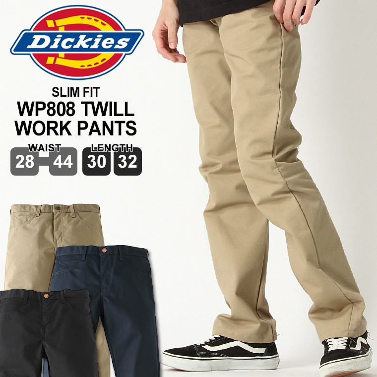 ディッキーズ ワークパンツ スリムフィット WP808 メンズ レングス 30インチ 32インチ ウエスト 28〜38インチ USAモデル  Dickies