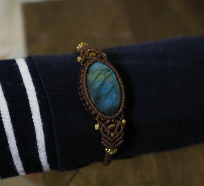 ラブラドライト マクラメ編み ブレスレット メール便送料無料 2719