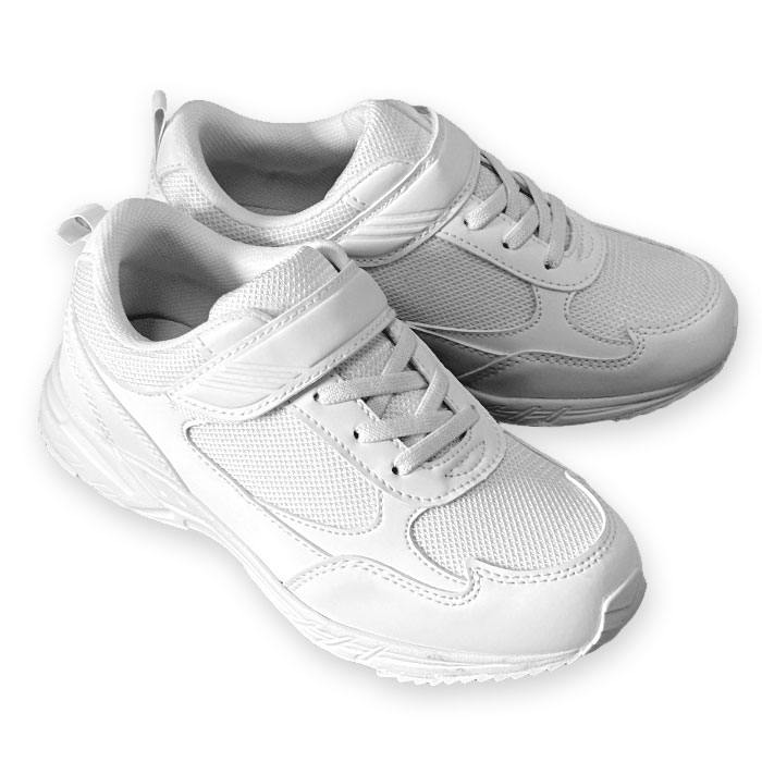 防水 キッズ ジュニア スニーカー 白 R-SPEED HJS375 福徳商事 通園