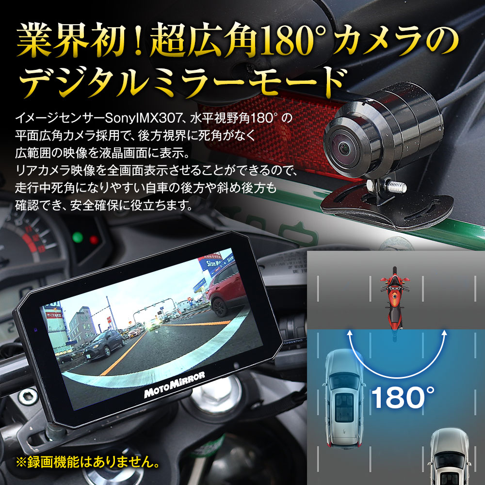 バイク用 180°カメラ ディスプレイオーディオ CarPlay Android