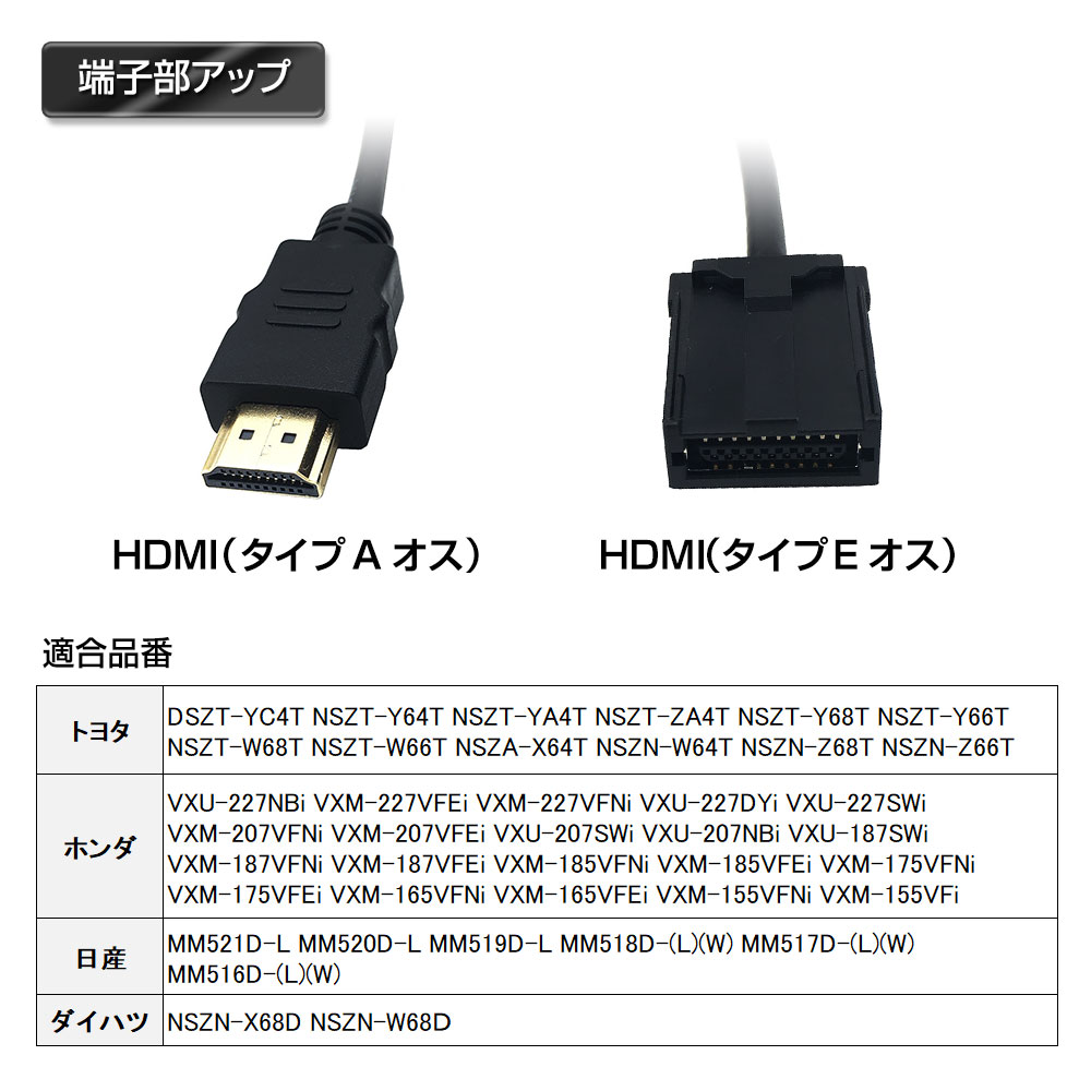 HDMIケーブル Eタイプ オス Aタイプ カ−ナビ用 HDMI カーナビ トヨタ