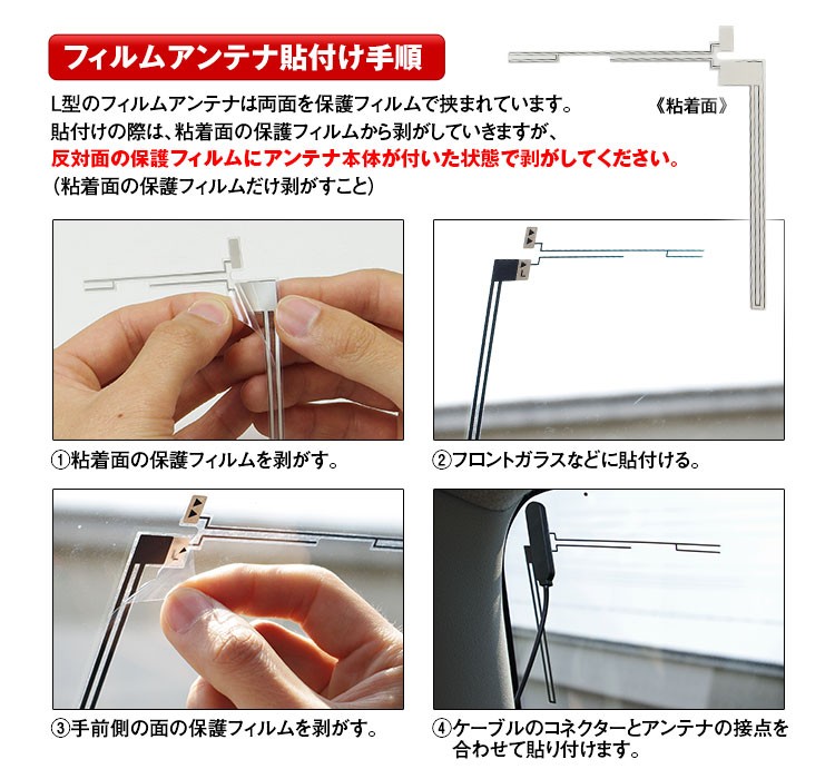 ゆうパケット3 フィルムアンテナセット 車載 ワンセグTV GPS