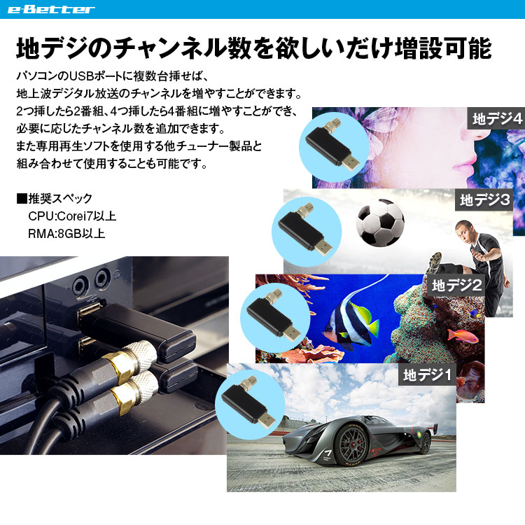 地デジチューナー フルセグ USB ドングル テレビチューナー パソコン
