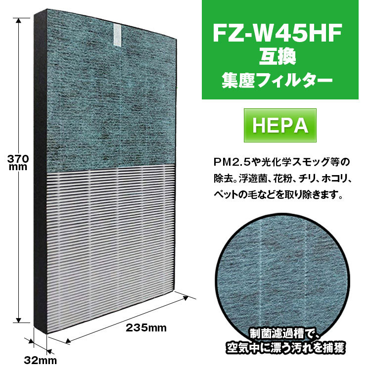 シャープ SHARP FZ-W45HF 加湿空気清浄機用 制菌HEPAフィルター 集じんフィルター