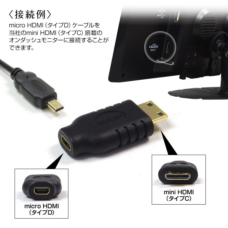 ゆうパケット3 microHDMI タイプD → miniHDMI タイプC 変換 HDMI 端子 コネクタ モニター  :HK06:Future-Innovation - 通販 - Yahoo!ショッピング