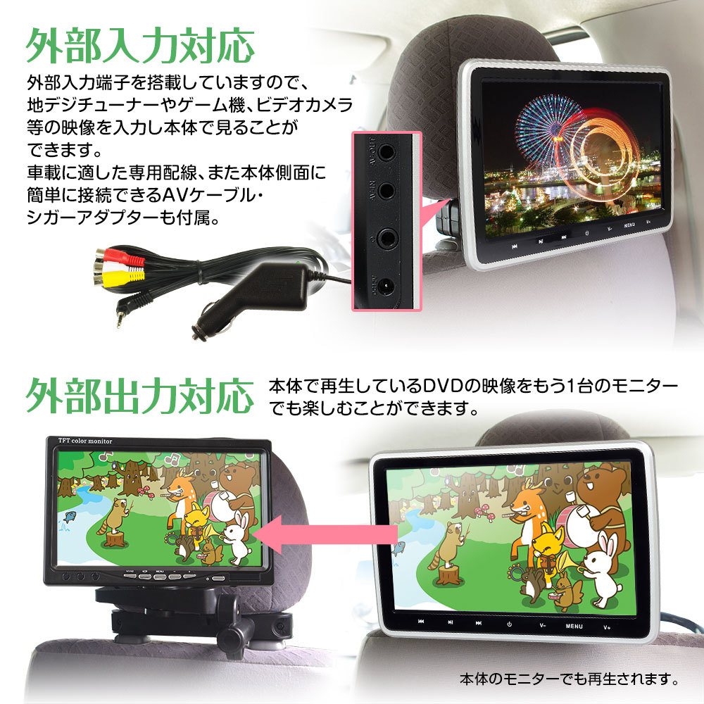 Dvdプレーヤー 10 1インチ ポータブル 車載 家庭用 Acアダプター リアモニター ヘッドレスト Hdmi Iphone スマートフォン Cprm Cd Sd Hrkit1012 Set1 Future Innovation 通販 Yahoo ショッピング