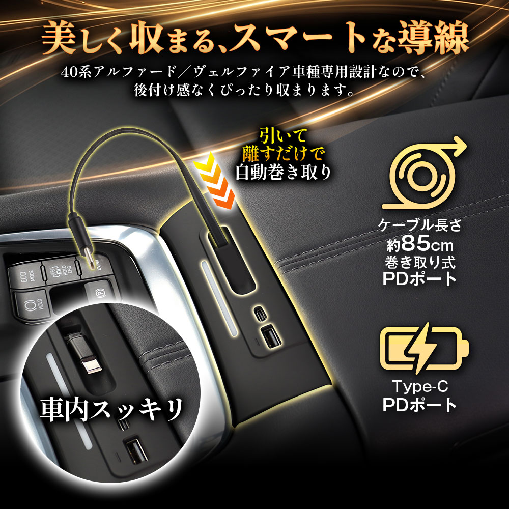 アルファード40系 ヴェルファイア40系 アクセサリー USB Type-C PD