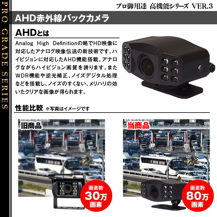 バックカメラ リアカメラ AHD 赤外線 IR 荷台カメラ 庫内カメラ 監視