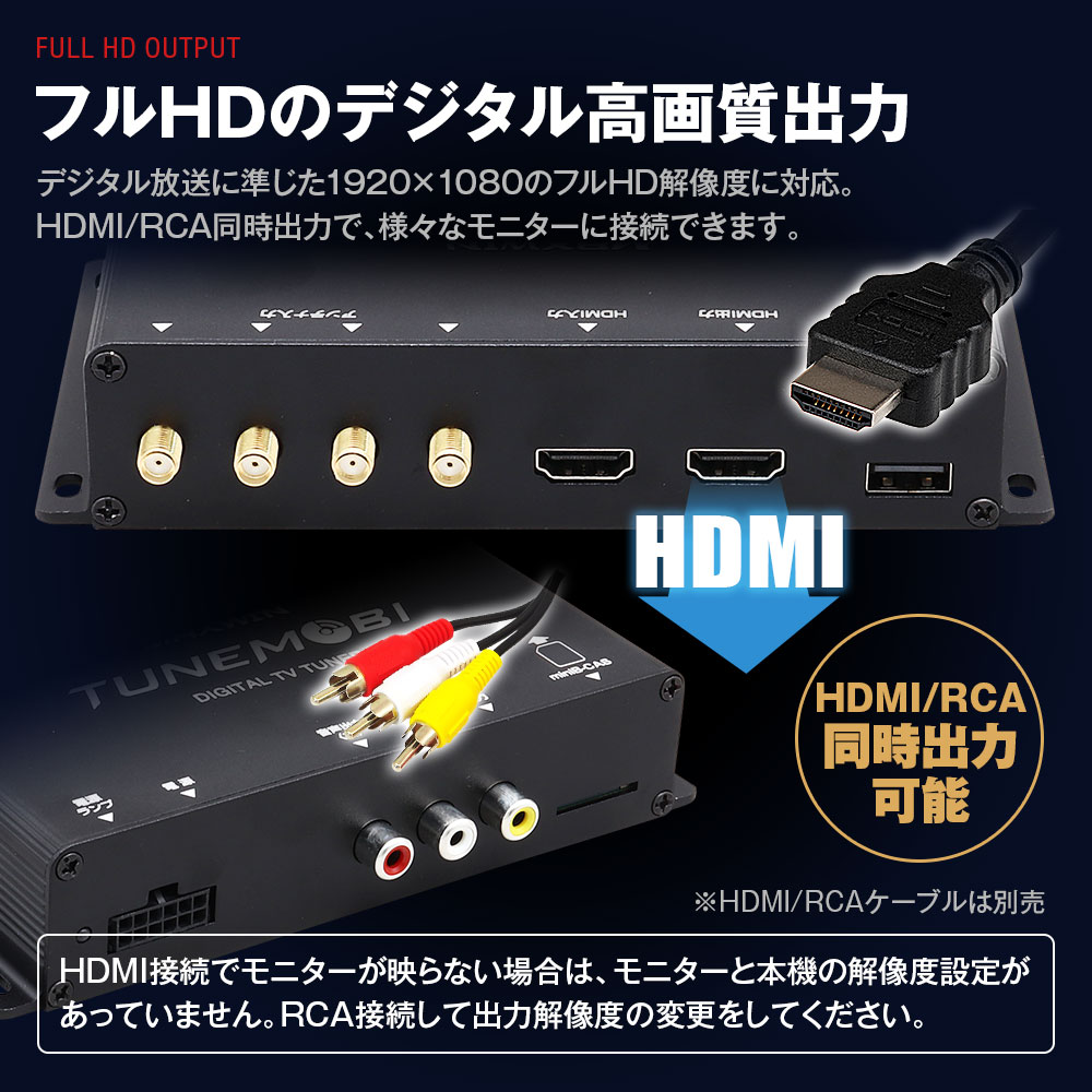 MAXWIN TM-4T001 地デジチューナー フルセグチューナー 4×4 車載 HDMI