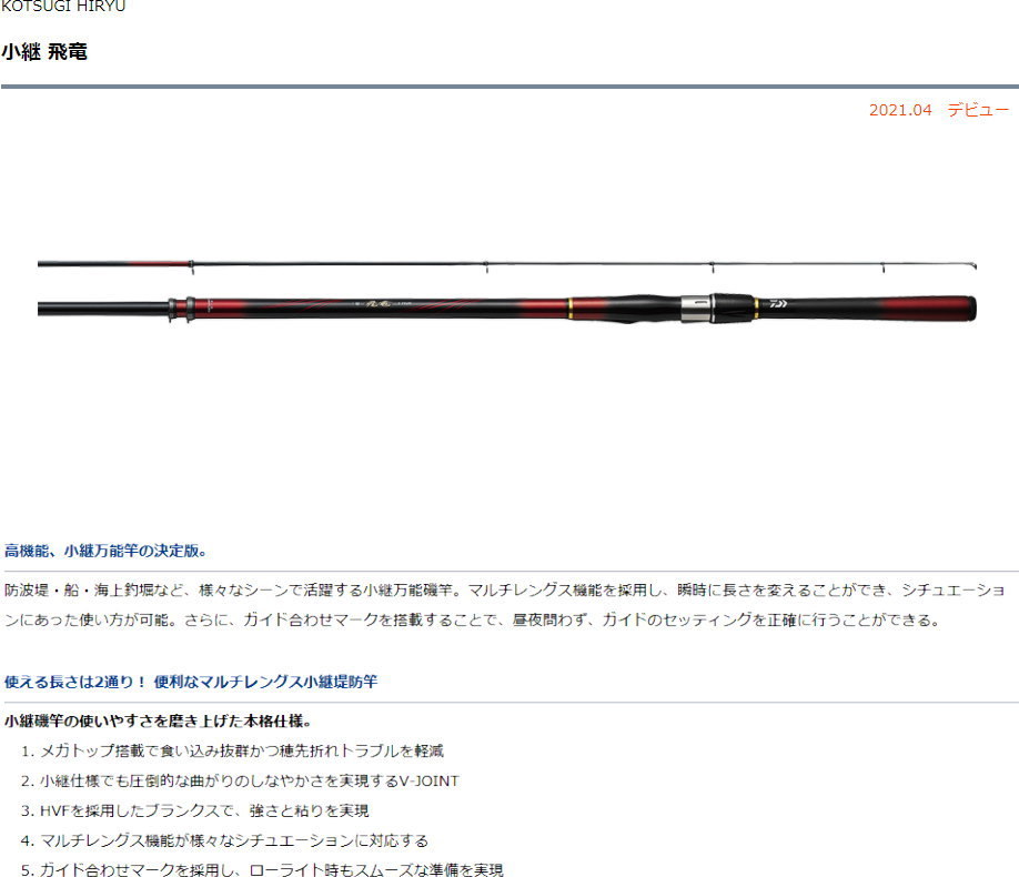 DAIWA（ダイワ） 21小継 飛竜 2-39MP・N : フィッシング カンパイ