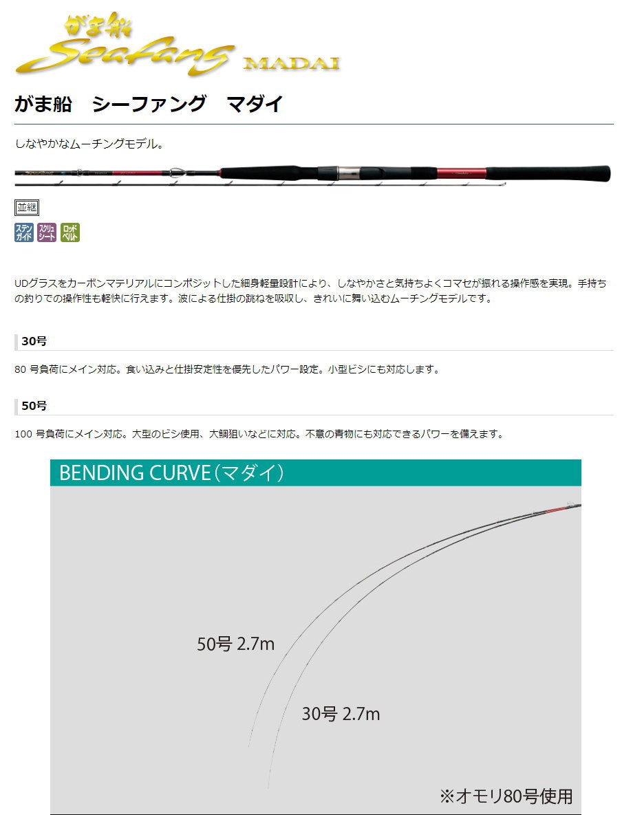 がま船 シーファング マダイ 30号-3.0 : 4549018491562 : フィッシング