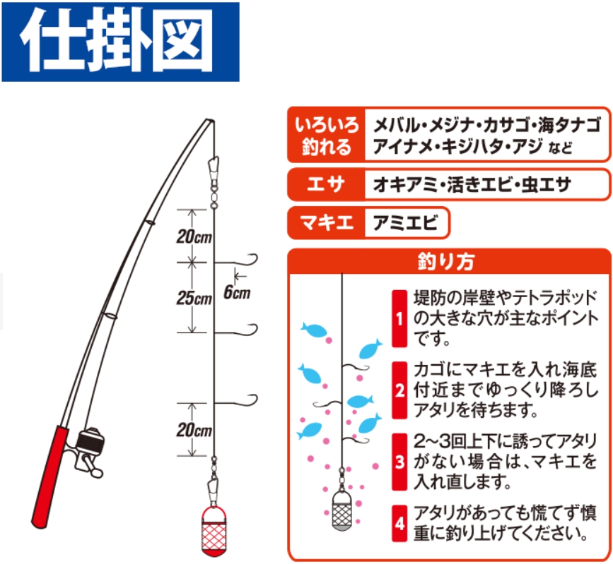 Hayabusa（ハヤブサ） コンパクトロッド まき餌五目胴突セット 3本鈎1