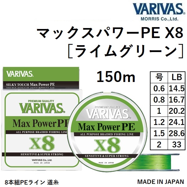  VARIVAS Max Power PE x8 (14.5 lb (#0.6) 150m