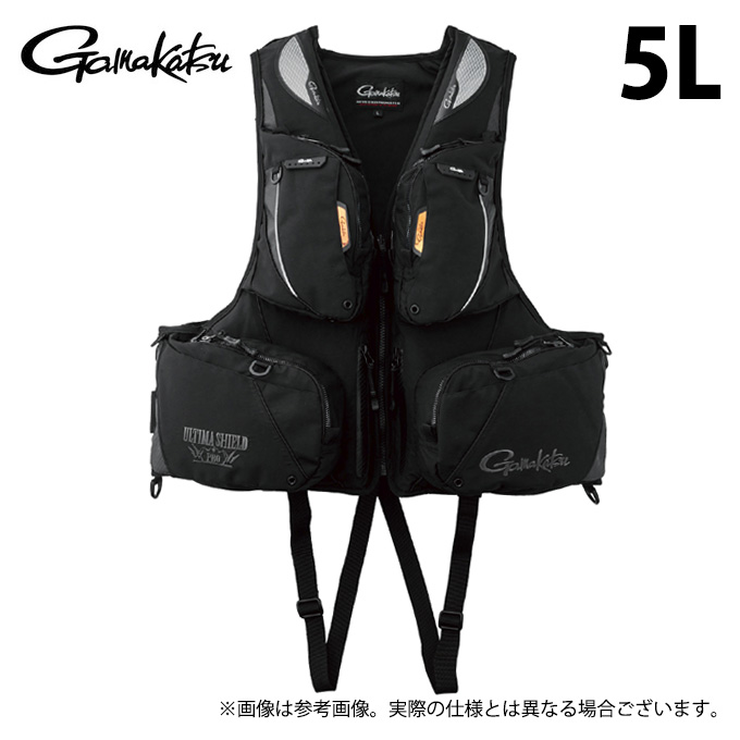 ほぼ未使用　ガマカツ　ライフベスト、ピステスーツのセット Gamakatsu（がまかつ） 【取り寄せ商品】 GM2183 (5L／ブラック