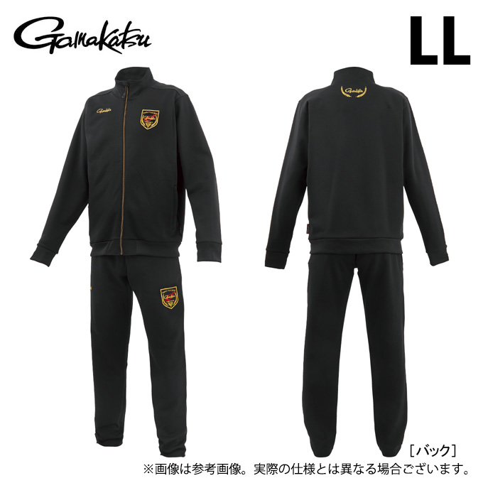 がまかつ　ジャージスーツ(ワッペン) GM3781 ブラック×ゴールド　LL Gamakatsu（がまかつ） 【取り寄せ商品】 GM3781 (LL／ブラック