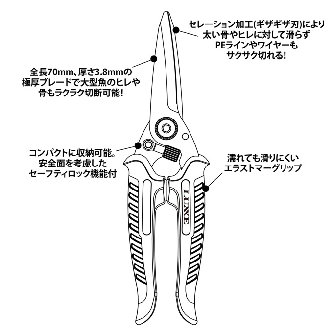 LUXXE (5)がまかつ HDフィッシュシザー ケース付き20cm LE159 (万能