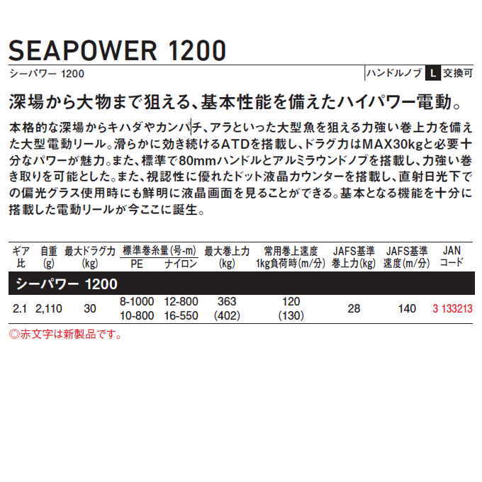 ダイワ シーパワー 1200 右ハンドル (2023年モデル) 電動リール /(5 