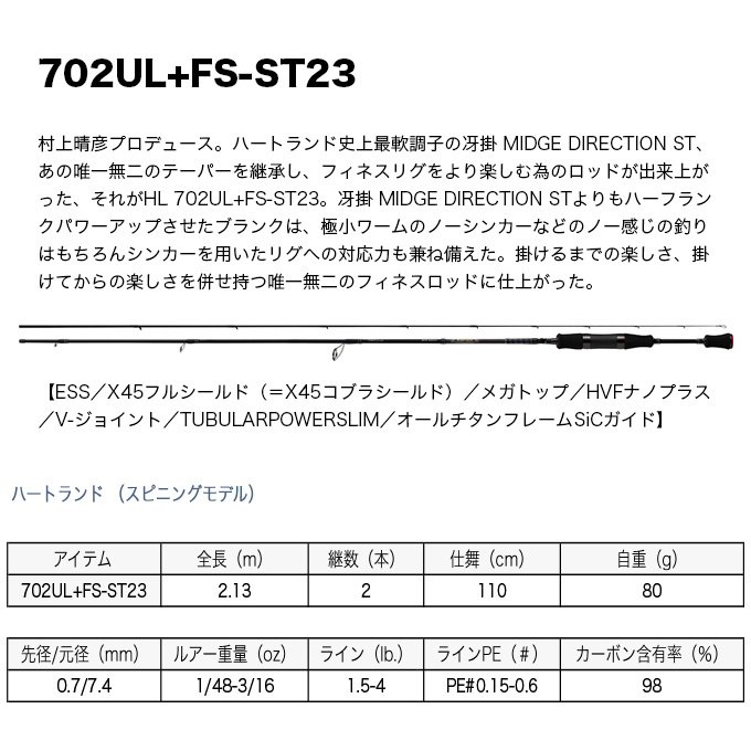 ダイワ ハートランド 702UL+FS-ST23 (2023年モデル) スピニング/バスロッド /(5)