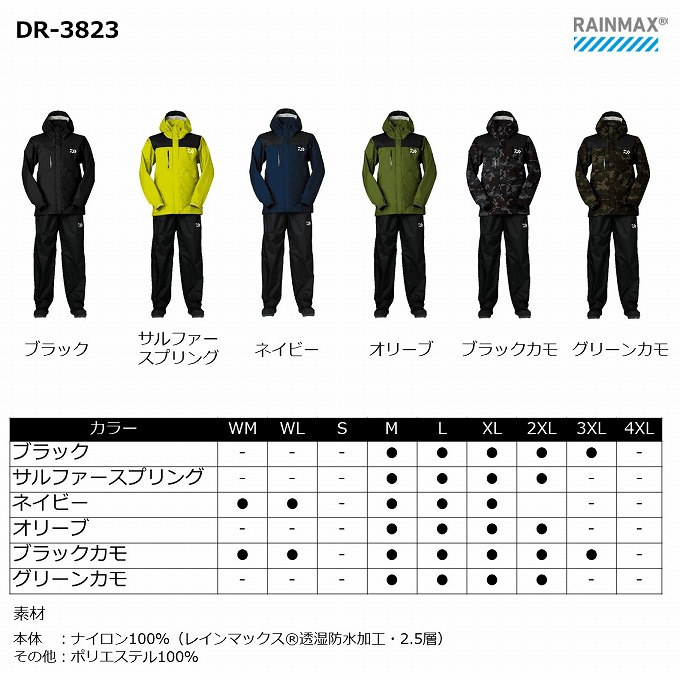 DAIWA（ダイワ） 【取り寄せ商品】 DR-3823 (ネイビー／WL) レイン