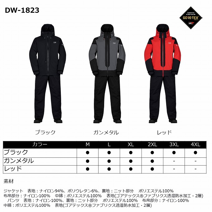 じ*ち様 ‼️限定値下げ中‼️ダイワゴアテックス　DR-1823 サイズXL 新 ダイワ DR-1825 ゴアテックス コンビアップレインスーツ L レッド