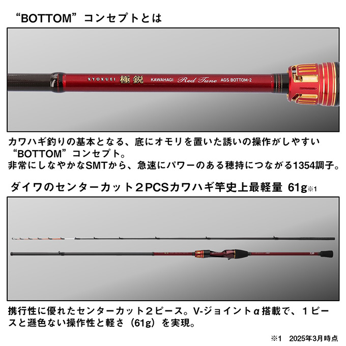 極鋭 カワハギRT AGS BOTTOM-2 DAIWA（ダイワ） 25 極鋭 カワハギ RT AGS BOTTOM-2 (船竿) 2025年