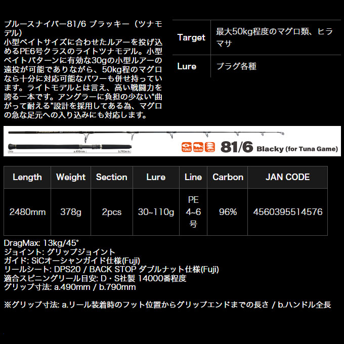 シマノ（SHIMANO） ヤマガブランクス ブルースナイパー81/6 ブラッキー