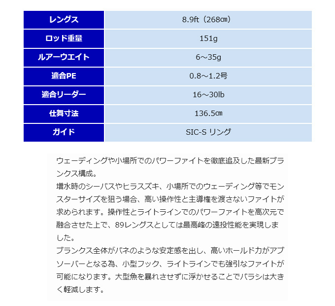 ジャンプライズ ツーリミット 89 マルチ (シーバスロッド) 2020 ジャンプライズ ツーリミット 89 マルチ (シーバスロッド) 2020