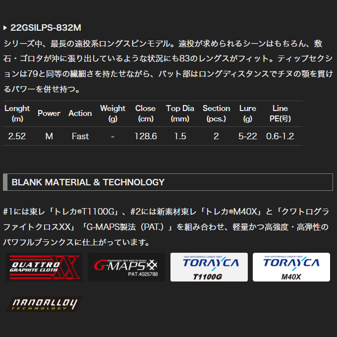 オリムピック シルベラード プロトタイプ 22GSILPS-832M (2022年モデル) スピニングモデル/チニングロッド /(5)