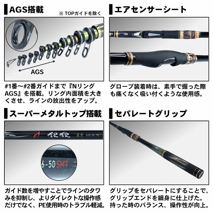 【超美品】ダイワ20銀狼王牙ags 1-53•R ダイワ 20 銀狼王牙 AGS 1号-53・R / 磯竿