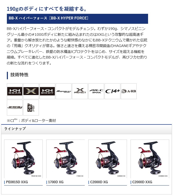 シマノ 20 BB-X ハイパーフォース コンパクトモデル 1700D XG (レバー