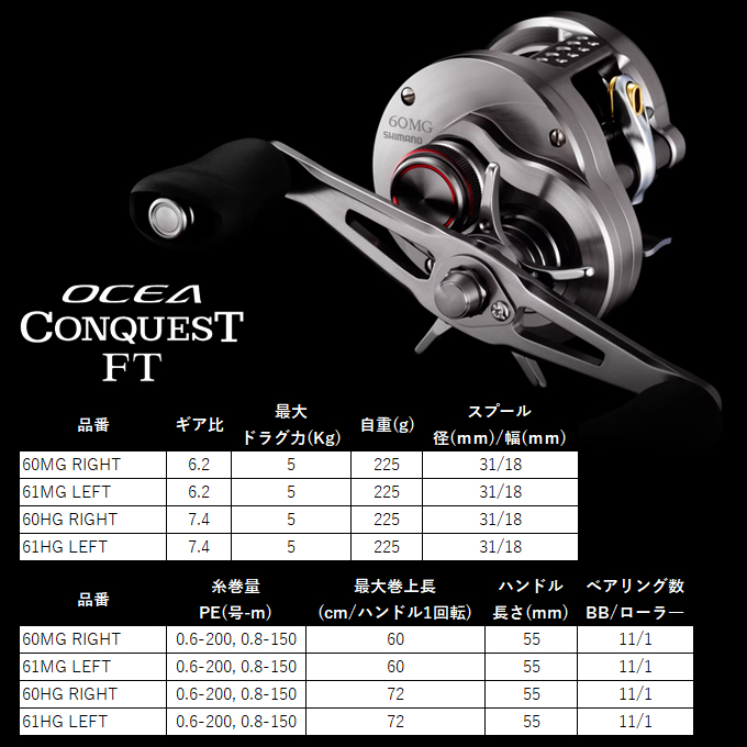 シマノ（SHIMANO） 26 オシア コンクエスト FT 61MG LEFT 左ハンドル
