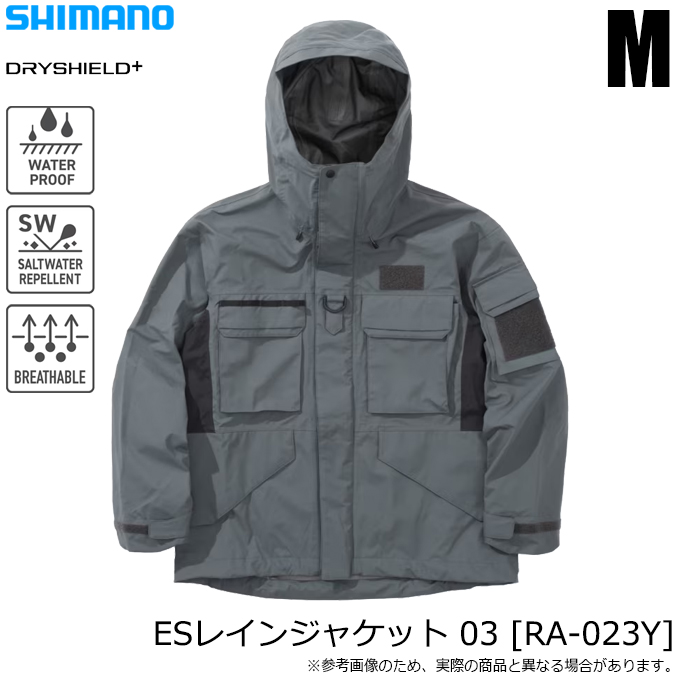 超激安 (RA-023Y シマノ チャコール (レイン 03 ESレインジャケット M) ウェア