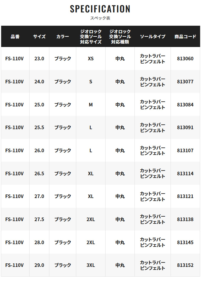 取り寄せ商品】 シマノ FS-110V (28.0) ジオロック カットラバーピン