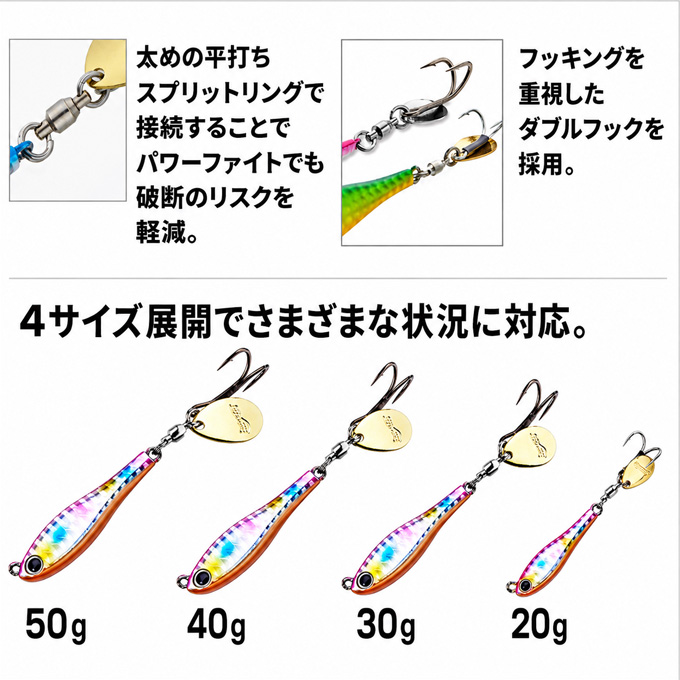 アクアウェーブ メタルマジック 30g/40g/50g/60g 8個セット アクアウェーブ メタルマジックショア 40g ダブルフック仕様 (A75A
