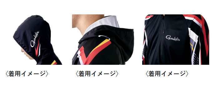 がまかつ 2WAYプリントジップシャツフーディ GM-3700 ブラック L