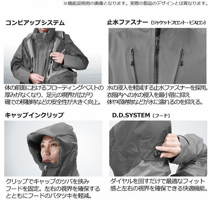 ダイワ ゴアテックスプロ レインスーツ DR-1023T ブラック/ゴールド DR-1023T トーナメント ゴアテックスプロ コンビアップレインスーツ